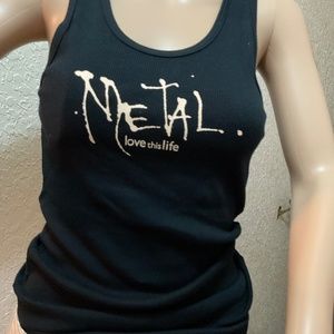 Love This Life®️ by David Culinar “Metal love…”black ribbed tank top Large. NEW
